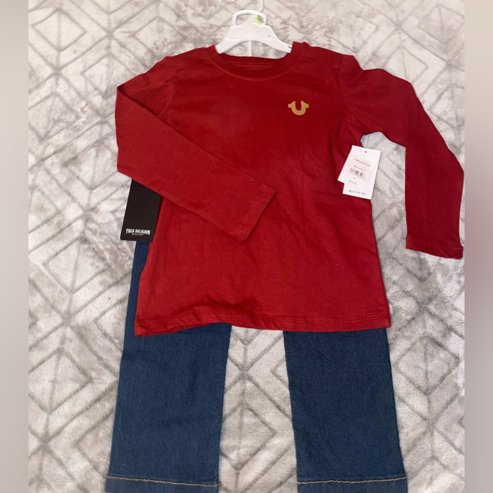 True Religion Toddler Boy’s 4T Long Sleeve Shirt & Jeans Set NWT